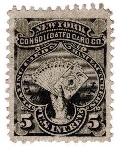 (I.B) US Revenue : Private Die Playing Card 5c (New York Consolidated) RU14 