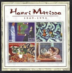 Maldives Henri Matisse Paintings S/S MNH