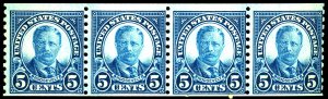 U.S. #602 MINT STRIP OF 4 OG NH