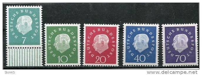 Germany 1959 Sc 793-7 MI 302-6 MNH Pres. Theodor Heus CV 22 euro 