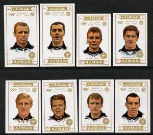 Ajman 1971 Olympic Footballers imperf set of 8 unmounted ...