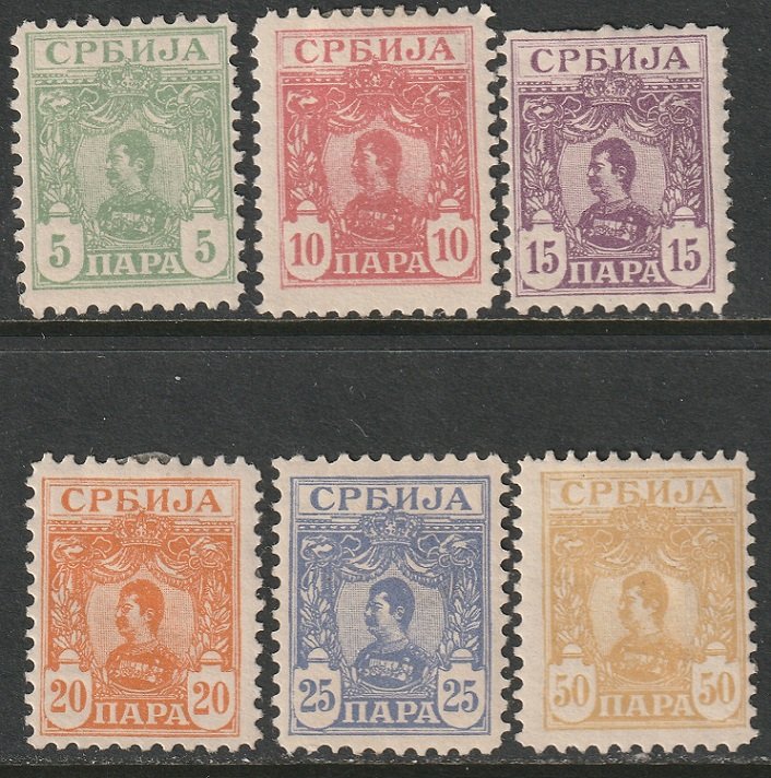 Serbia 1901 Sc 59-64 partial set MH