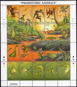 Sierra Leone 1498 at sheet,MNH.Michel 1806-1825 klb. Prehistoric animals,1992.