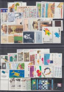 Israel Sc 982/1070 MNH. 1988-90 issues, 26 complete sets w/ tabs