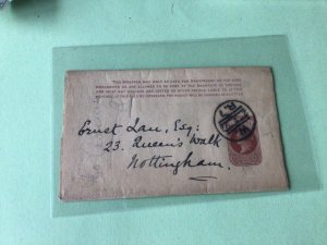 England Nottingham 1892  stamps postal Wrapper ref 50492