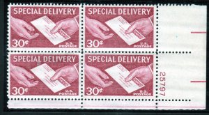 SC# E21 - (30c) - Special Delivery, Hand to Hand, MNH Plate block/4 LR #25797