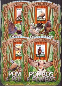 Mozambique 2015 Birds Pigeons 4 S/S MNH