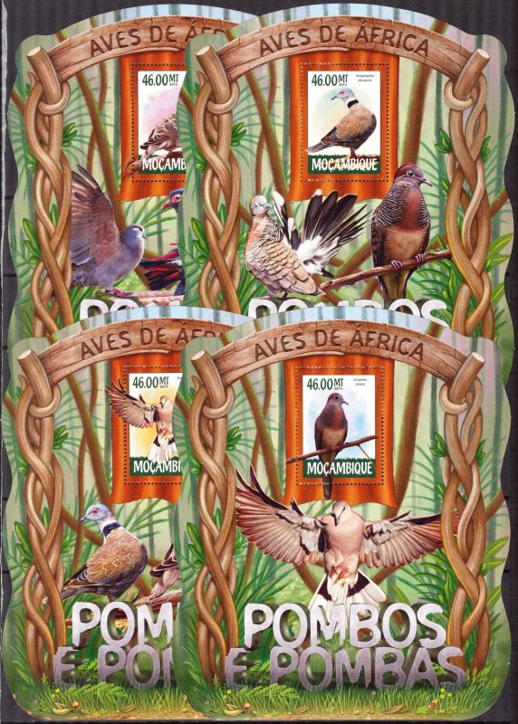Mozambique 2015 Birds Pigeons 4 S/S MNH