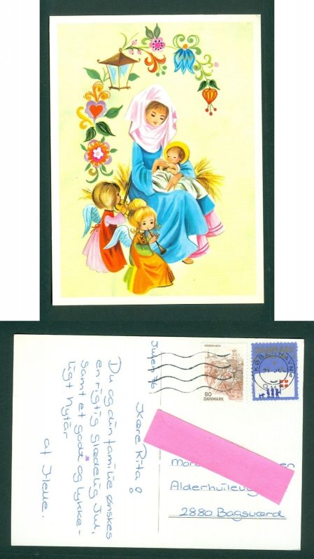 Denmark. 1976 Christmas Card. Seal + 80 Ore. Copeh. Maria,Jesus,Angels. Bagsvae.