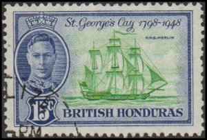 British Honduras 136 - Used - 15c Ship / HMS Merlin (1949) (cv $0.55)