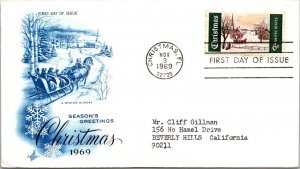 FDC 1969 SC #1384 Artcraft Cachet - Christmas FL - Single - J1920