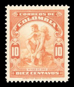 Colombia #439 Cat$25, 1935 10c deep orange, hinged