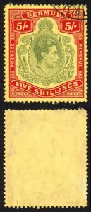 Bermuda SG118b KGVI 5/- Pale Green and Red/yellow Line Perf 14.25 (Ref 89)