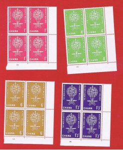 Ghana #128-131  MNH OG  plate blocks of 4  Malaria   Free S/H