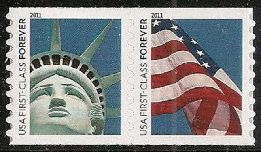 US 4490-4491 4491a Lady Liberty & Flag forever pair set (from AVR coil) MNH 2011