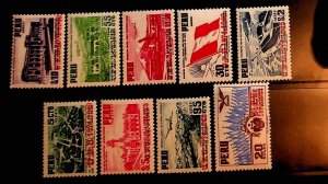 PERU Sc C94-102 LH ISSUE OF 1951 - UPU OVERPRINTS