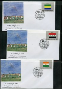 UN 1987 FLAGS WFUNA CACHET BY TONY BENNETT SET ON 16 FIRST DAY COVERS 