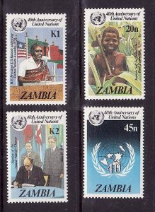 Zambia-Sc#335-8- id2-unused NH set-UN-40th anniversary-1985-