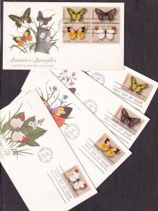 1977 Butterflies Sc 1712-1715 1715a Fleetwood set of 5 different FDCs (D2