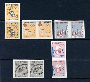 Albania #666-670 (AL667) Comp Pairs 1963 Imperforated Olympics, MNH,VF 