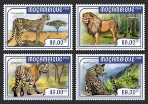 Mozambique - 2018 Big Cats on Stamps - Set of 4 Stamps - MOZ18205a