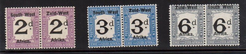 South West Africa #J5 - #J7 VF Mint Pairs