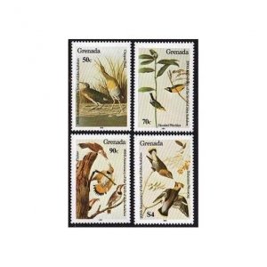 Grenada 1251-1254,1255,MNH.Mi 1343-1346,Bl.136.Audubon's birds:Rail,Warbler,Hawk