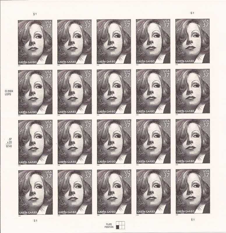 US Stamp - 2005 Actress Greta Garbo - 20 Stamp Sheet - Scott #3943