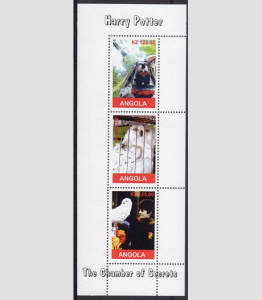 Angola 2002 HARRY POTTER White Owl Strip (3) Perforated Mint (NH)