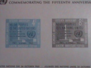 UNITED NATION STAMP 1960 SC#85   5TH ANNIVERSARY OF UNITED NATIONS S/S..