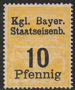 BAVARIA REVENUES 1917 10pf Royal Bavarian State Railways Stamp MNG