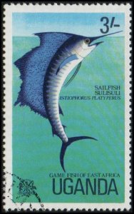 Uganda 161 - Cto - 3sh Sailfish (1977) (cv $0.60)