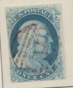 U.S. Scott #9 Franklin Imperf Stamp - Used Single - IND