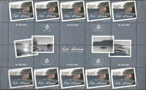 Aland Islands 2009 Martti Ahtisaari memories block of 10 stamps and labels mint