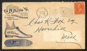 SCOTT #279B STAMP J.W. KIBB SHOE DEALER NEW JERSEY ADVERTISING COVER 1899