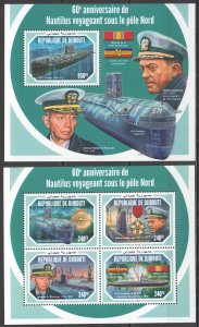 HM0417 2018 DJIBOUTI NAUTILUS TRAVEL SUBMARINES NUCLEAR SHIPS #2688-1+BL1259 MNH