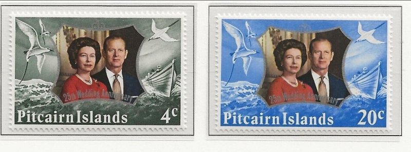 PITCAIRN ISL Sc 127-8 MNH issue of 1972 - SILVER WEDDING