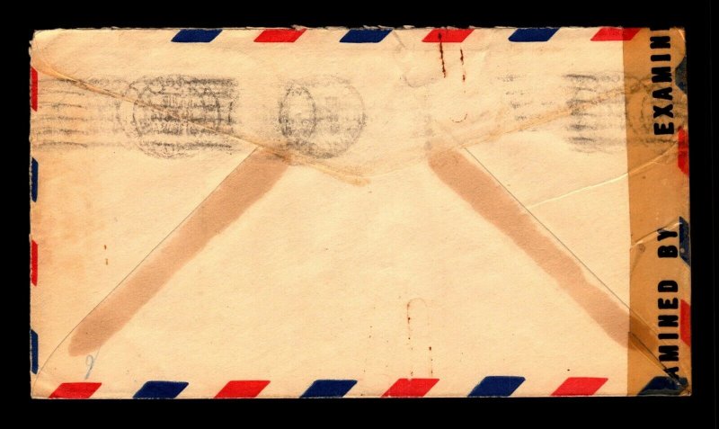 Canal Zone 1944 Censor Airmail Cover to Connecticut - L32925