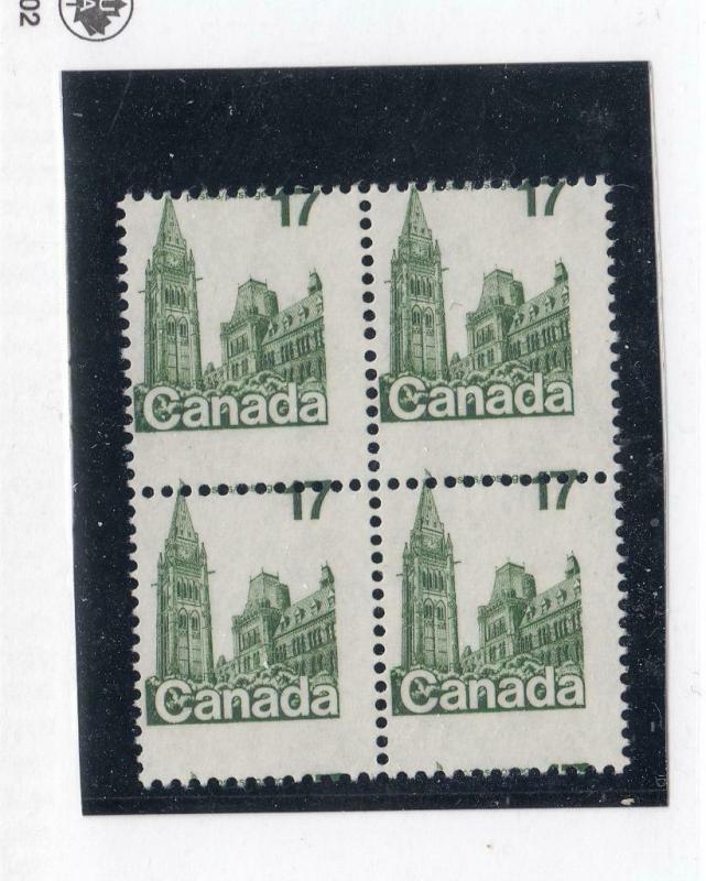 CANADA # 790 BLOCK OF 4 MNH SUPERF MASSIVE MISPERF SHIFTING CAT VALUE $100