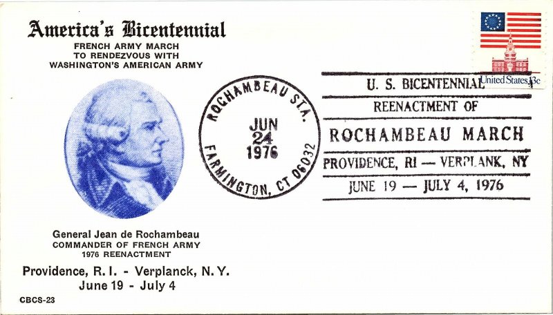US BICENTENNIAL REENACTMENT OF ROCHAMBEAU MARCH AT FARMINGTON, CONNECTICUT