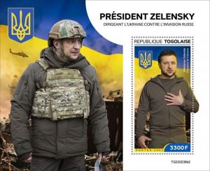 Togo - 2022 President Volodymyr Zelenskyy - Stamp Souvenir Sheet - TG220238b2