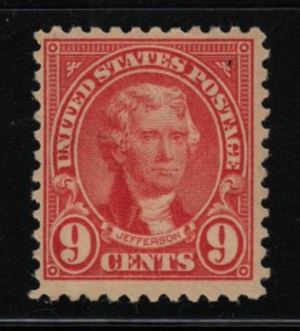 1923 Thomas Jefferson Sc 561 9c rose MNH single stamp, natural inclusion (11