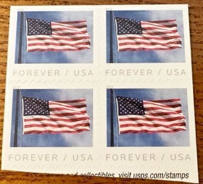 US #5343 Flag from booklet block of 4 forever 2019 Mint NH