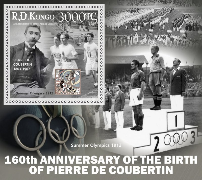 Stamps.Olympic 160 years of Pierre de Coubertin 2024 year 6 sheets  perf NEW