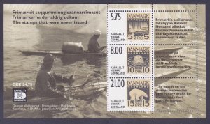 Greenland 389a (387-89) MNH 2001 Unissued Stamps from 1930s Souvenir Sheet of 3