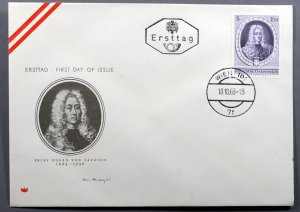 Austria #709 First Day Cover Prinz Eugen von Savoyen