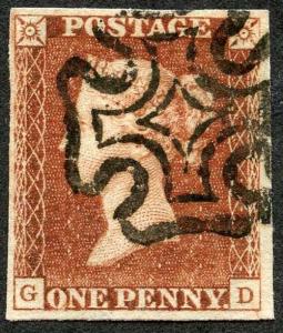 1841 Penny Red (GD) Plate 8 Very Fine Four Margins
