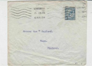 England 1919 London Lines Cancel A.Ruffer & Sons Stamp Cover to Finland Rf 34887