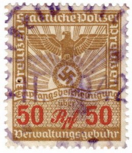 (I.B) Germany Revenue : Prussian State Police 50rpf (Third Reich)