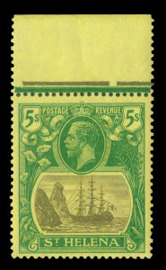 ST. HELENA 1923 KGV Flag Ship  5sh green & black  Scott #91 mint MNH VF